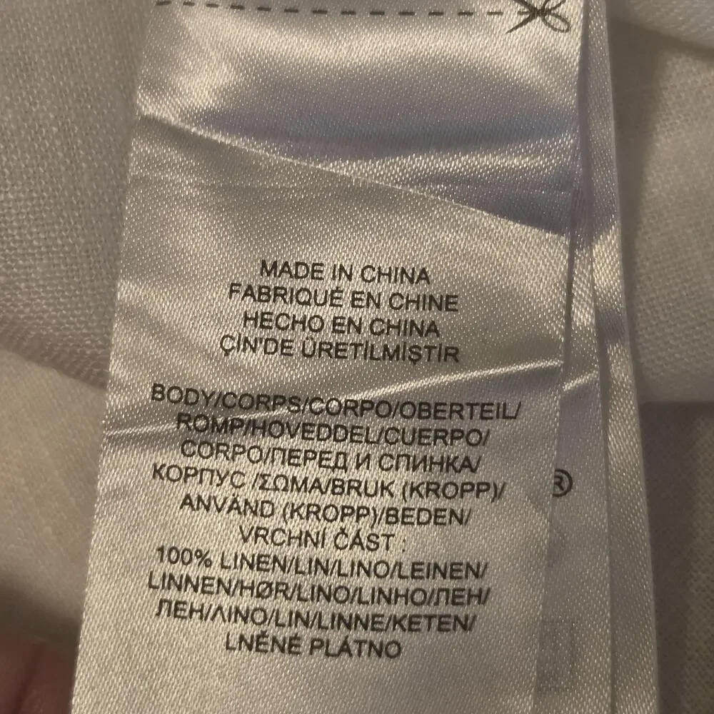 Lauren Ralph Lauren Shirt Womens XXL White Linen Button Up Roll Tab Long Sleeve - Picture 6 of 9